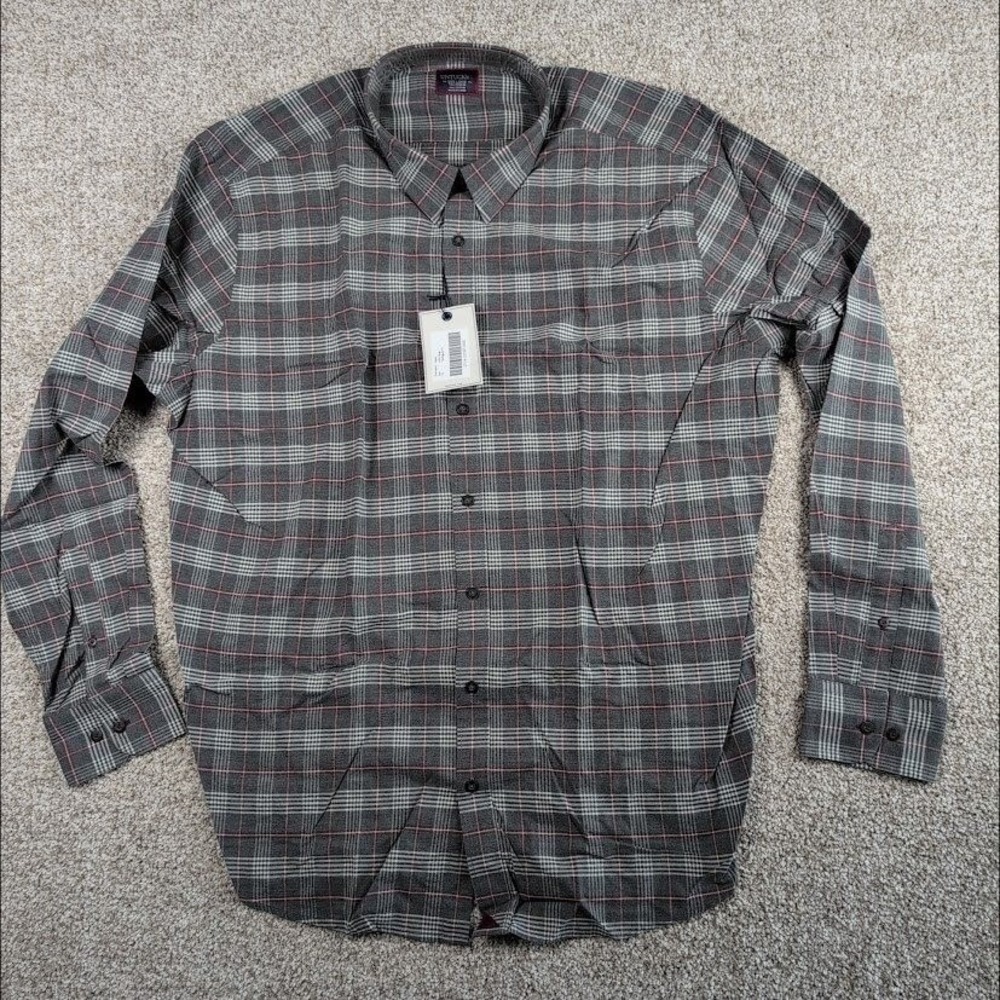 UNTUCKit Hazlitt Mens XXX-Large Tall Regular Fit Gray Plaid Shirt Flannel button - Picture 2 of 6